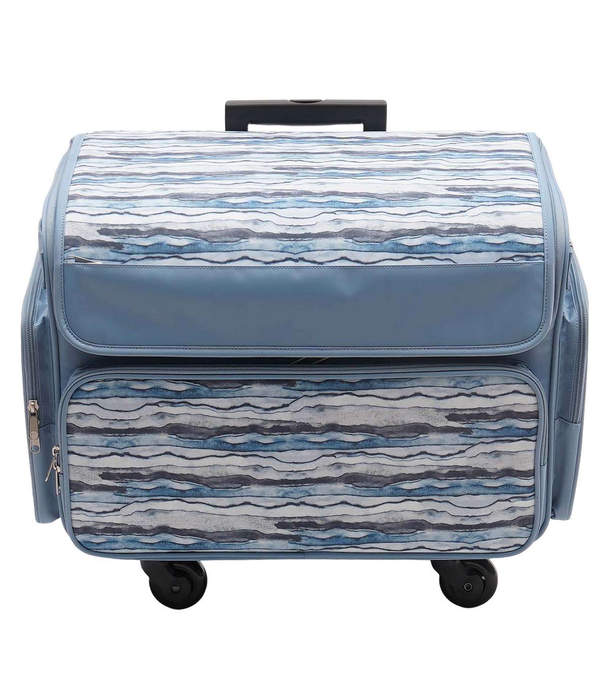 13′′ x 18′′ Blue Stripe Rolling Sewing Storage Tote by Top Notch