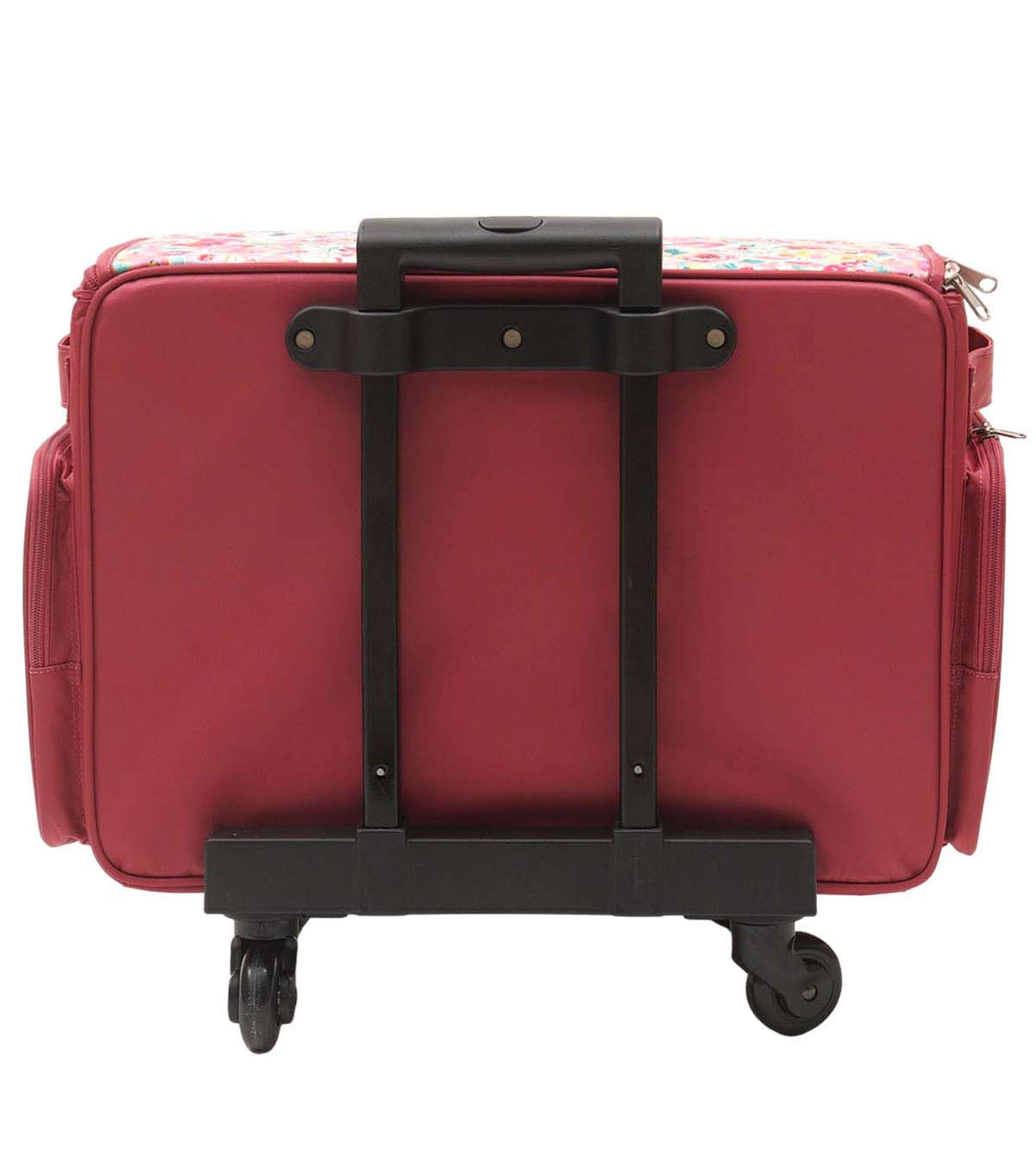 13′′ x 18′′ Pink Floral Rolling Sewing Storage Tote by Top Notch