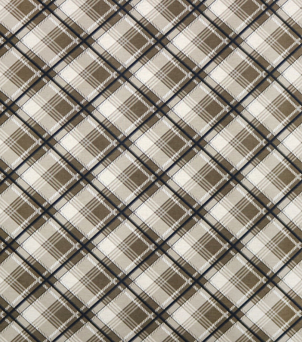 Tan Bias Plaid 108 Wide Flannel Fabric