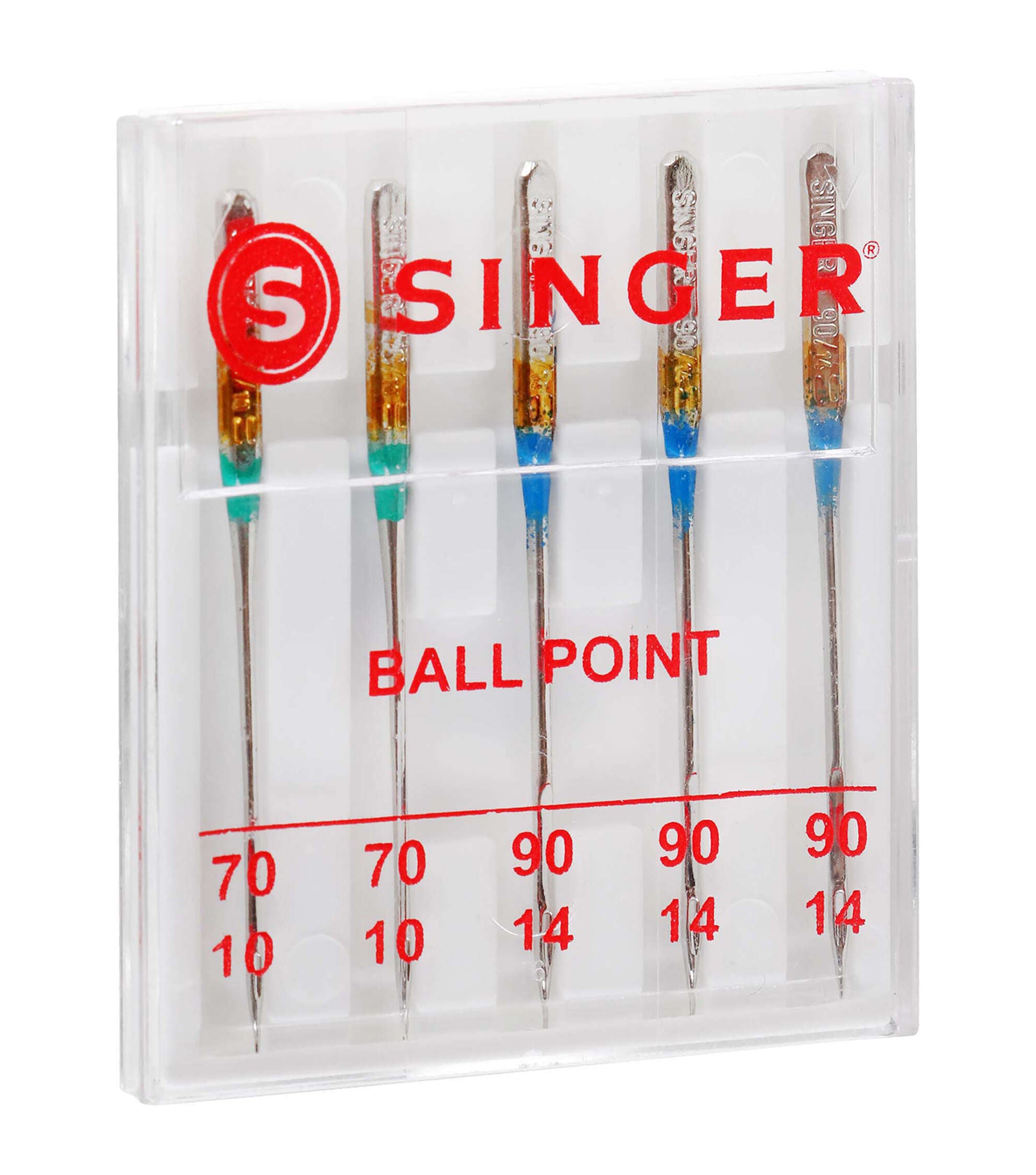 SINGER 70/10 & 80/12 Ball Point Sewing Machine Needles 5ct