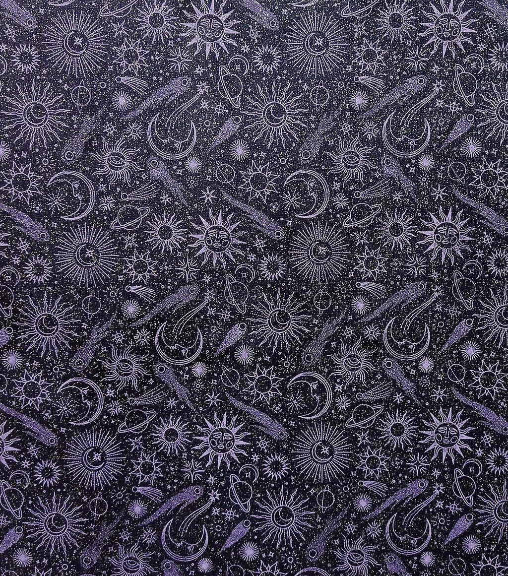 Celestial Space Quilt Glitter Cotton Fabric by Keepsake Calico