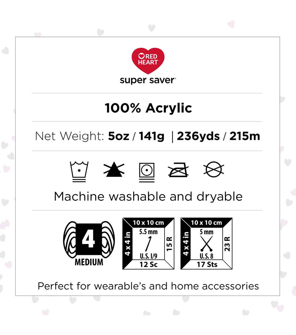 Red Heart Super Saver Brushed 260yds Worsted Acrylic Yarn 18 Bundle