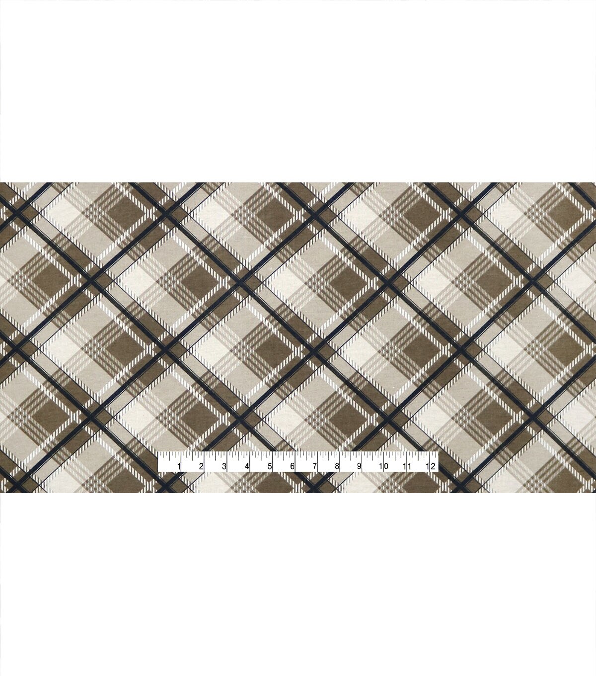 Tan Bias Plaid 108 Wide Flannel Fabric