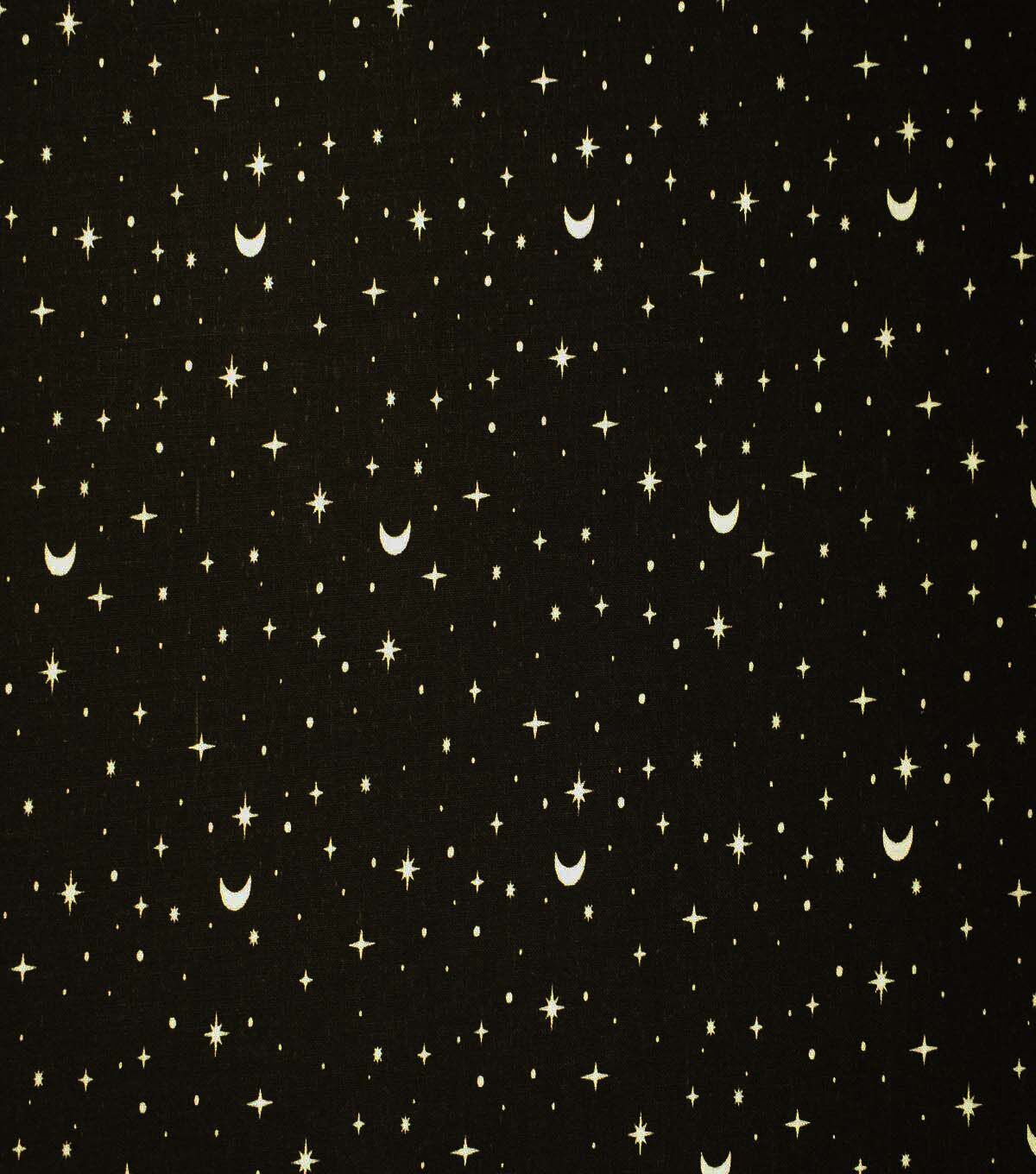 Stars & Moons on Black Cotton Fabric by Quilter’s Showcase