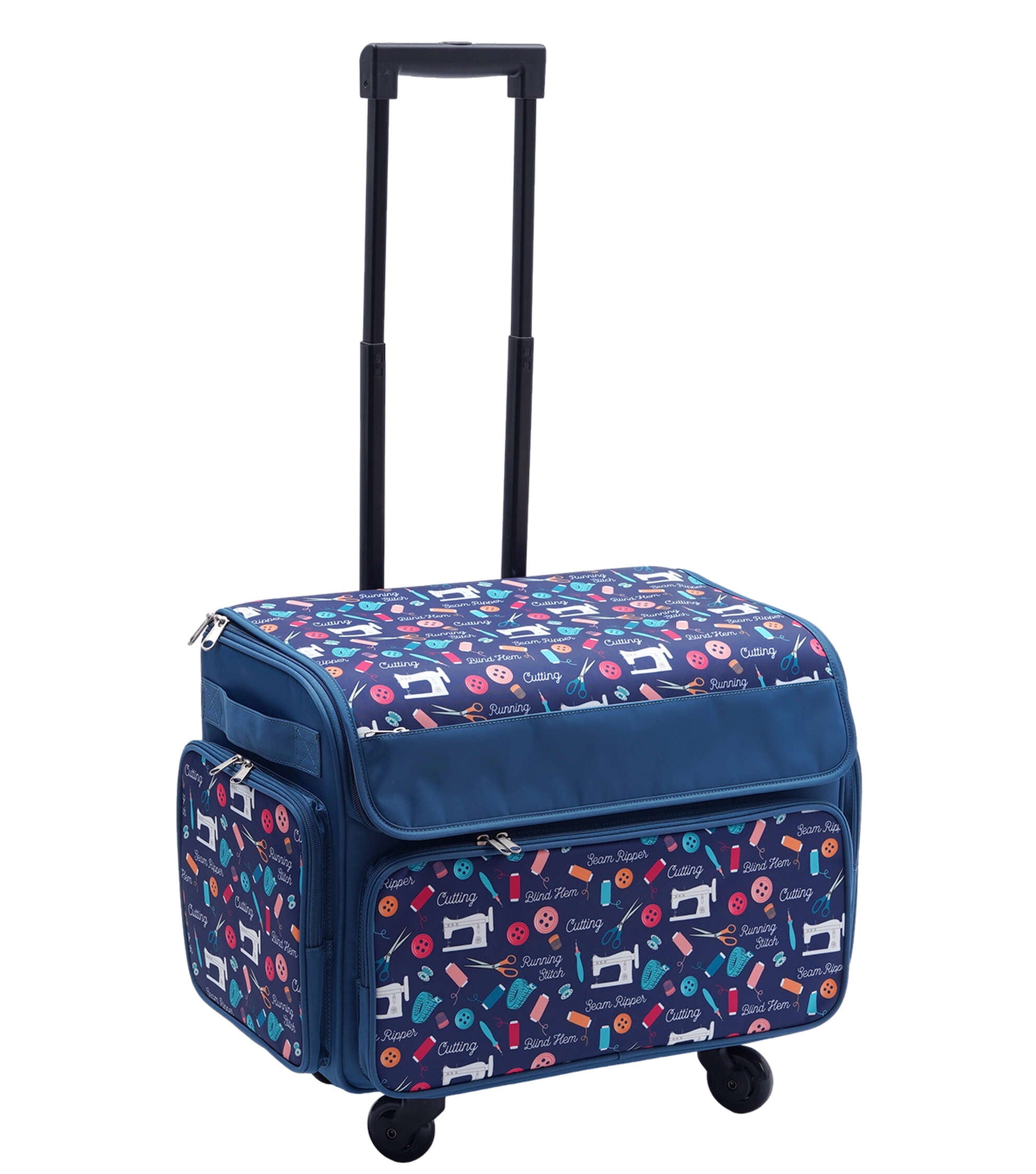 13′′ x 18′′ Dark Blue Rolling Sewing Machine Storage Tote by Top Notch
