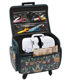 13′′ x 18′′ Teal Floral Rolling Sewing Storage Tote by Top Notch