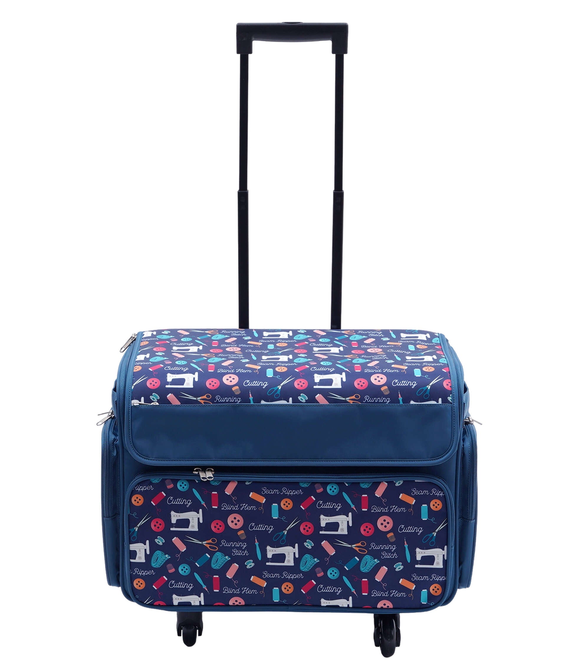 13′′ x 18′′ Dark Blue Rolling Sewing Machine Storage Tote by Top Notch
