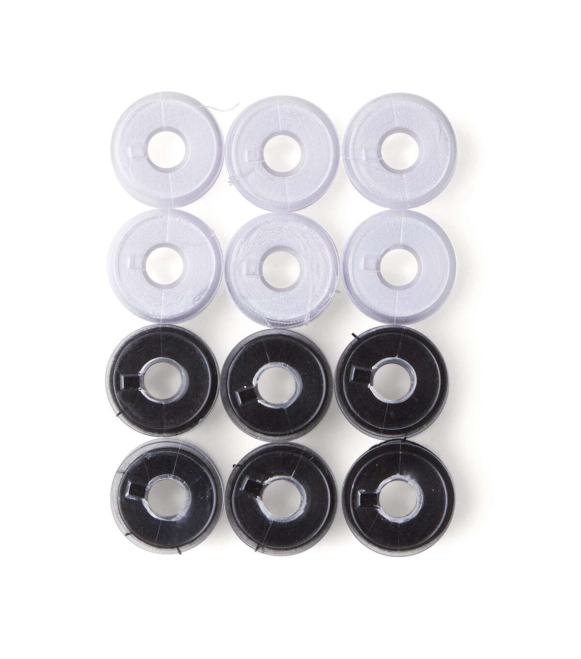 50yd Black White Class 15 Pre Filled 50wt Thread Bobbins 12ct by Fabany