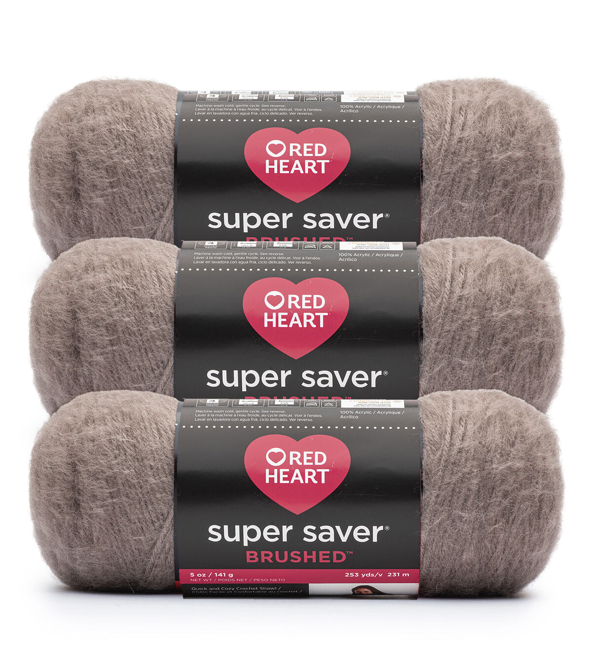 Red Heart Super Saver Brushed 260yds Worsted Acrylic Yarn 3 Bundle