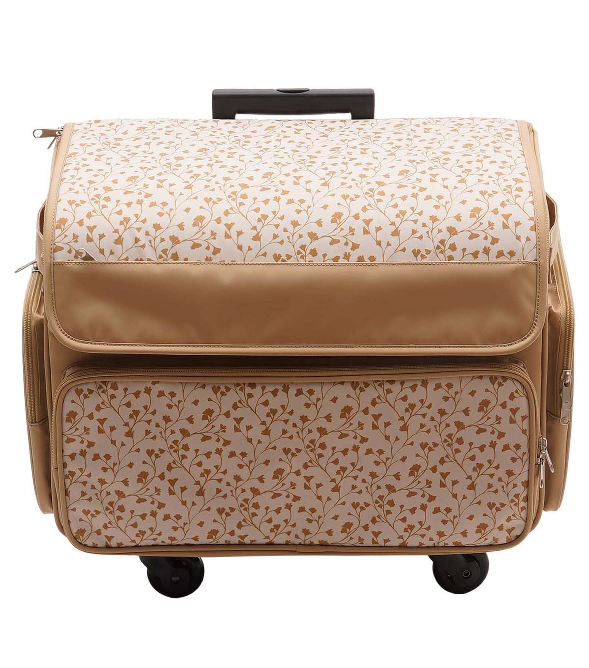 13′′ x 18′′ Ivy Golden Floral Rolling Sewing Storage Tote by Top Notch
