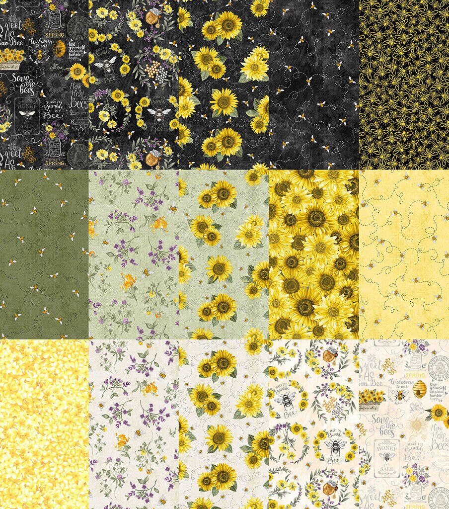 10 x 10Hi Fashion Batik Bees on White Cotton Fabric Squares 42pc