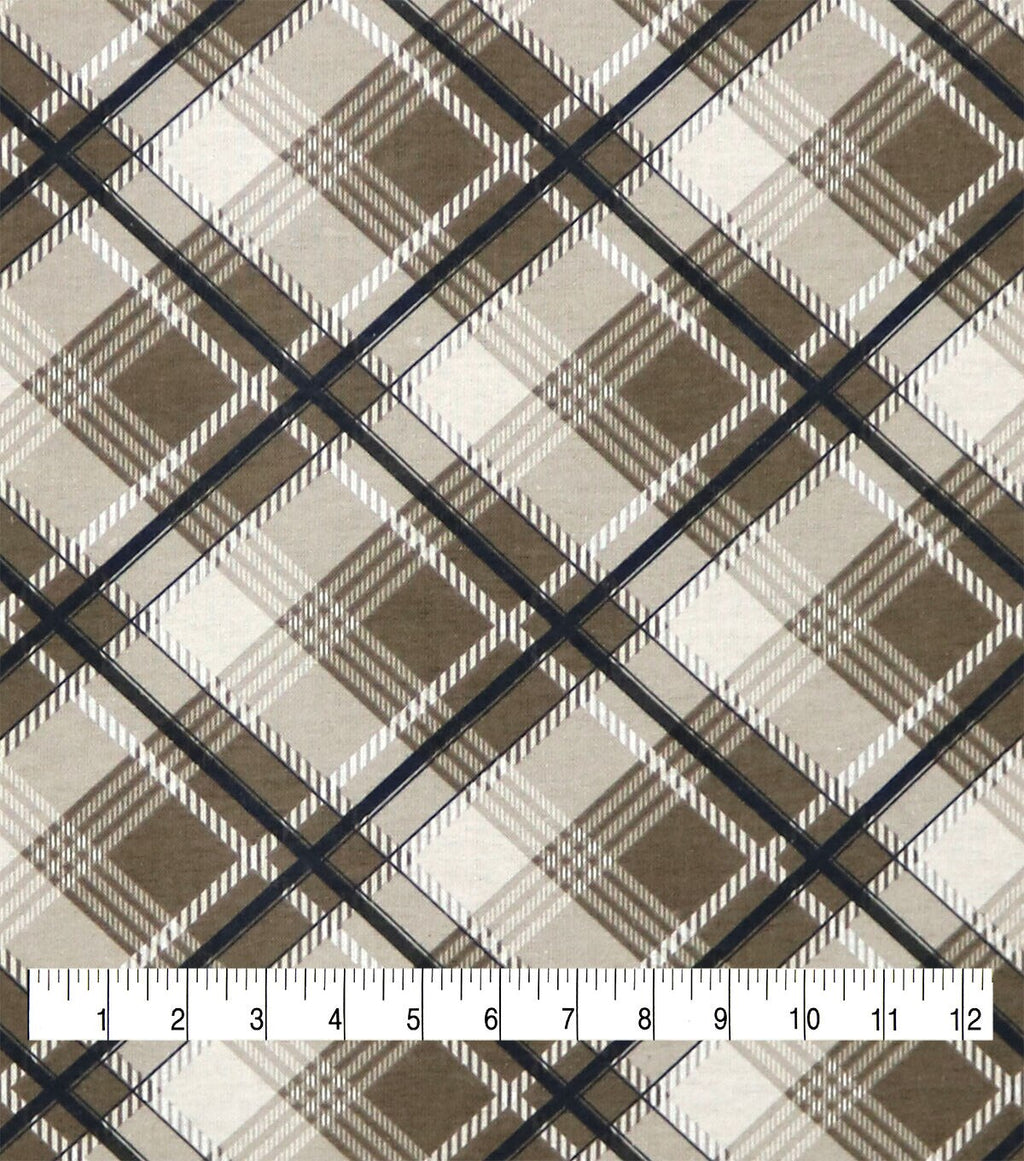 Tan Bias Plaid 108 Wide Flannel Fabric