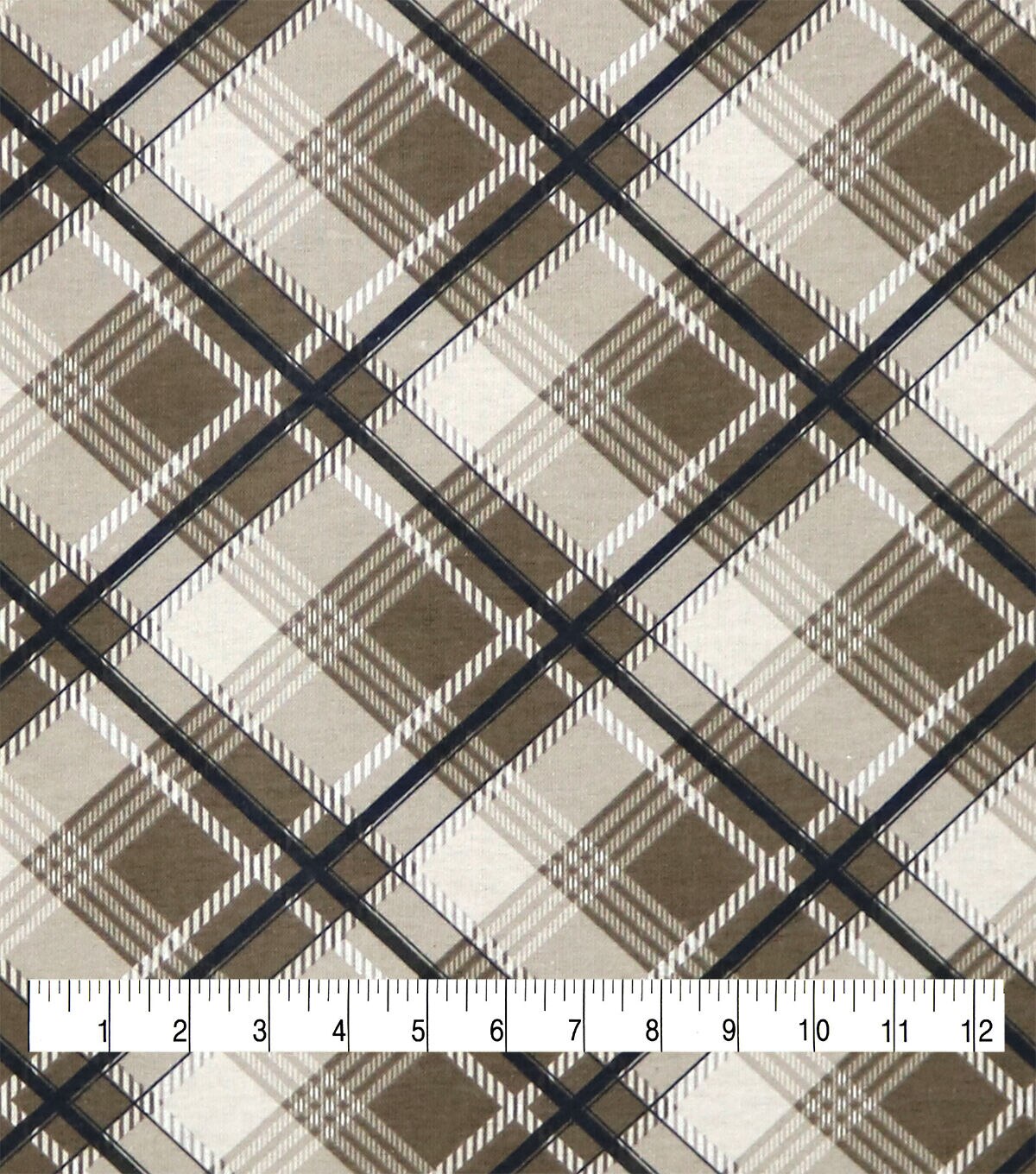Tan Bias Plaid 108 Wide Flannel Fabric