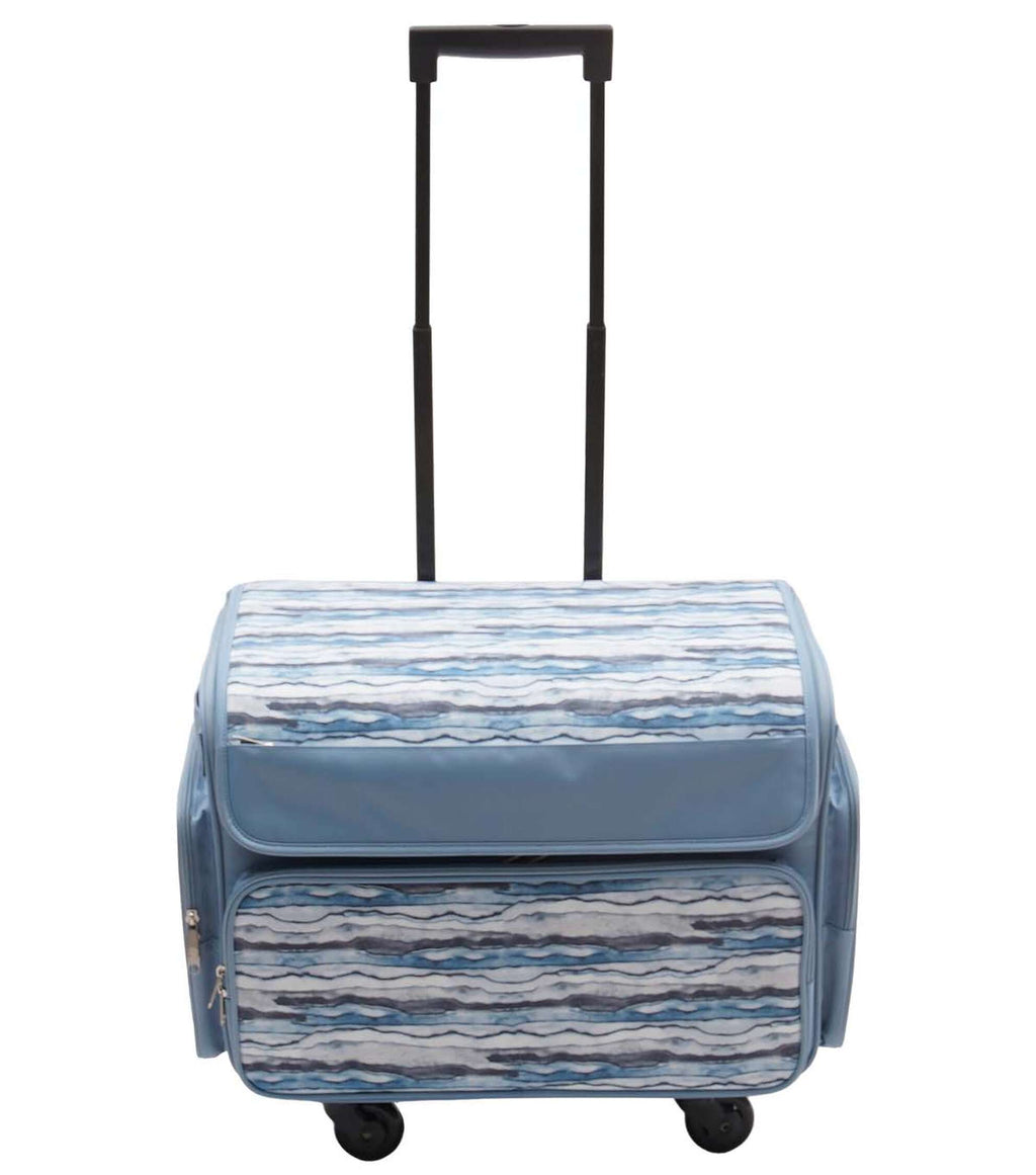 13′′ x 18′′ Blue Stripe Rolling Sewing Storage Tote by Top Notch