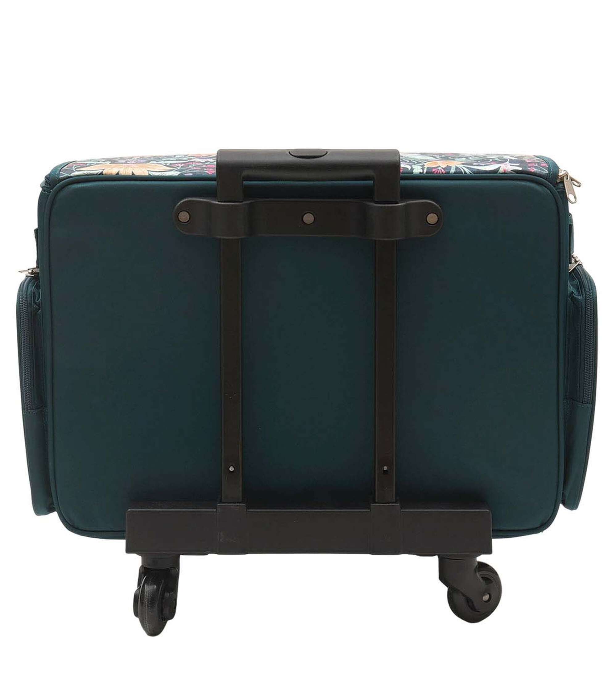 13′′ x 18′′ Teal Floral Rolling Sewing Storage Tote by Top Notch