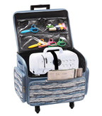 13′′ x 18′′ Blue Stripe Rolling Sewing Storage Tote by Top Notch