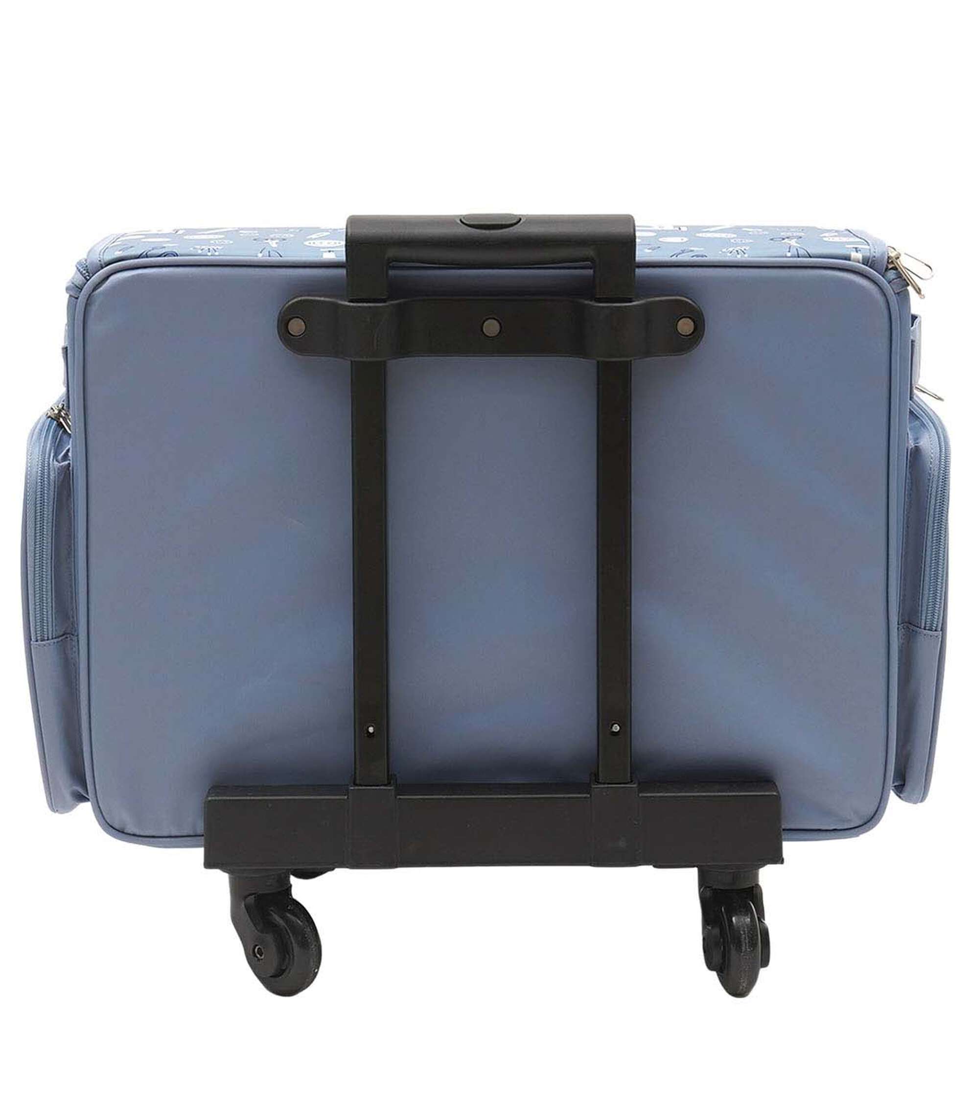 13′′ x 18′′ Sewing Print on Blue Rolling Sewing Storage Tote by Top Notch