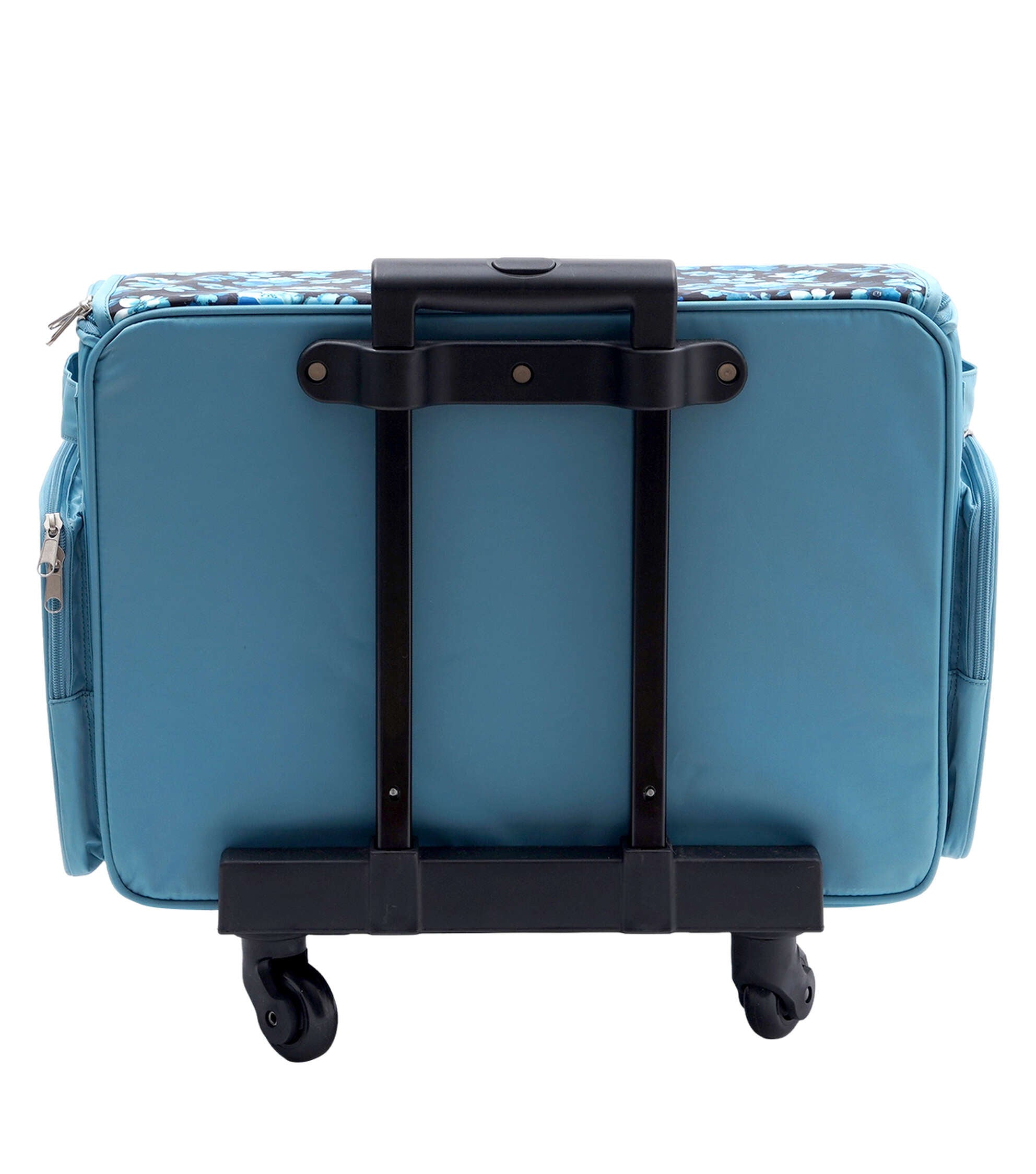 13′′ x 18′′ Blue Floral Rolling Sewing Storage Tote by Top Notch