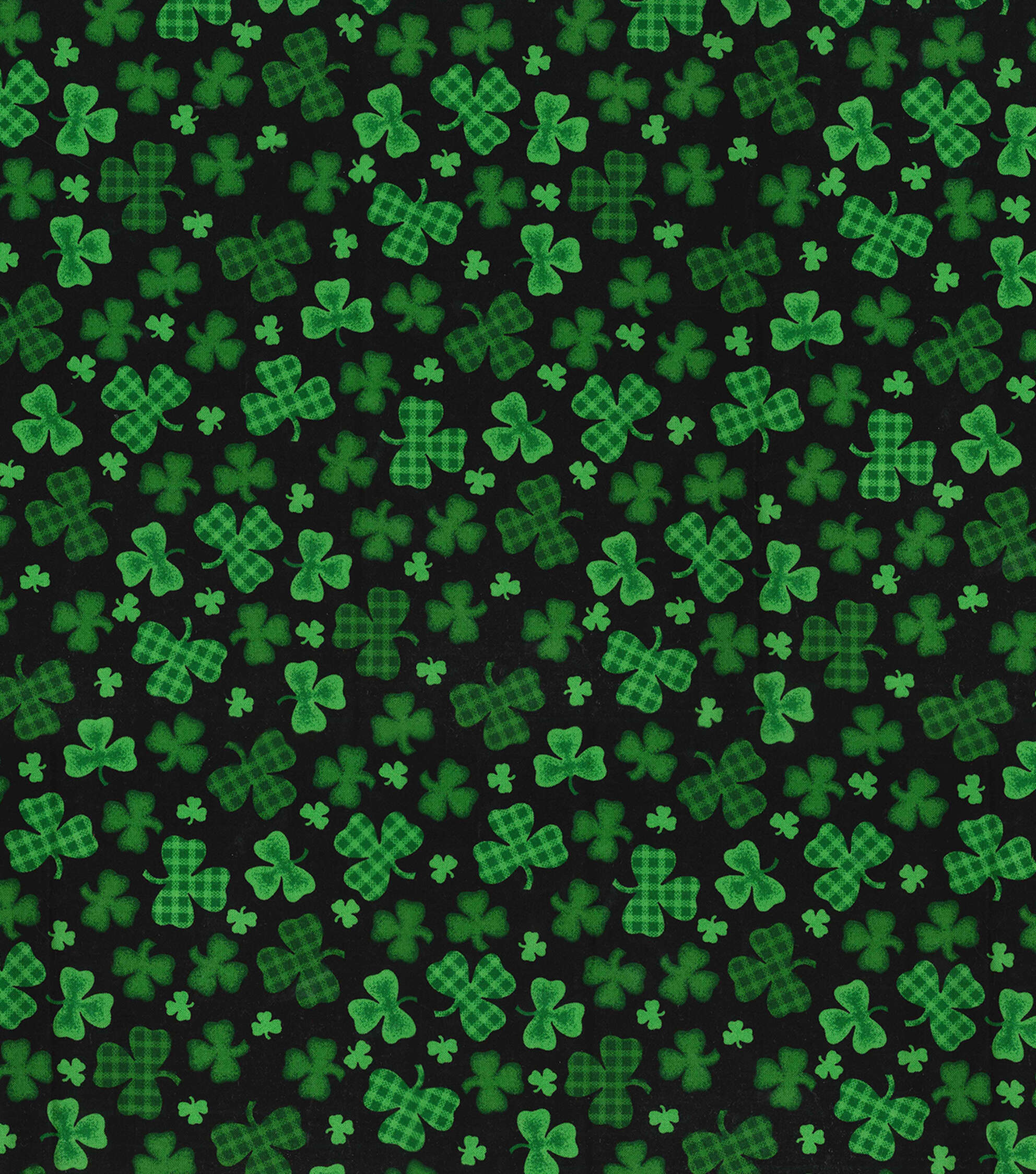 Fabric Traditions Gingham & Solid Clovers on Black St. Patrick’s Day Cotton Fabric